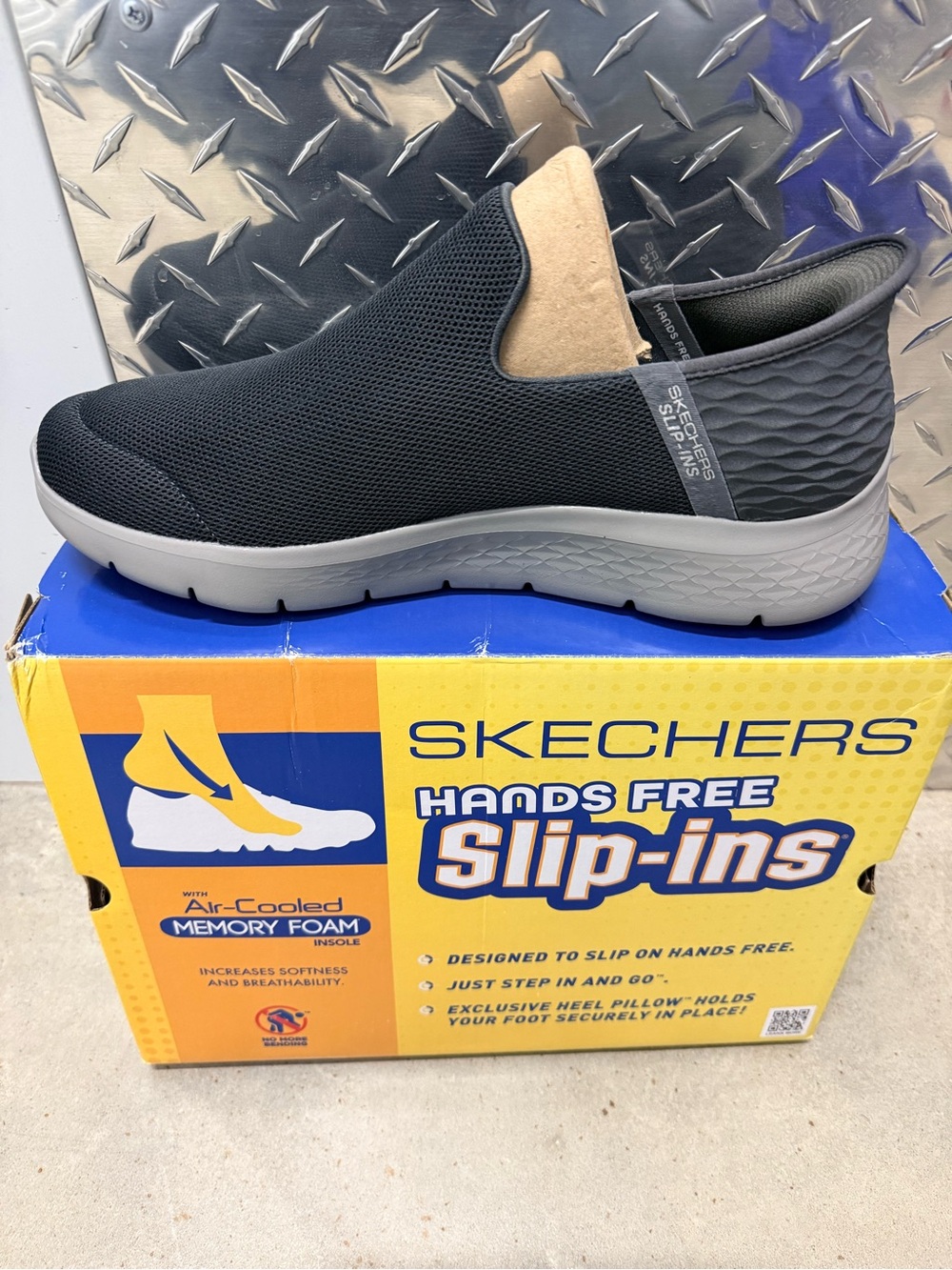 Skechers Men's grey Slip-On Memory Foam Loafers